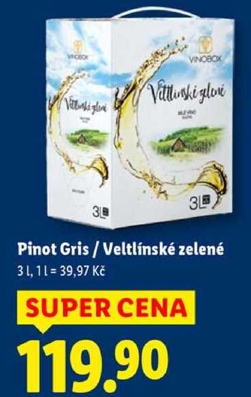 Pinot Gris/Veltlínské zelené, 3 l