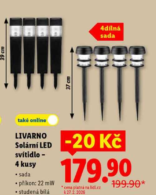 LIVARNO Solární LED svítidlo - 4 kusy