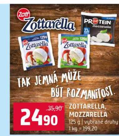 ZOTTARELLA, MOZZARELLA 125 g vybrané druhy