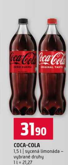 COCA-COLA 1,5l sycená limonáda vybrané druhy
