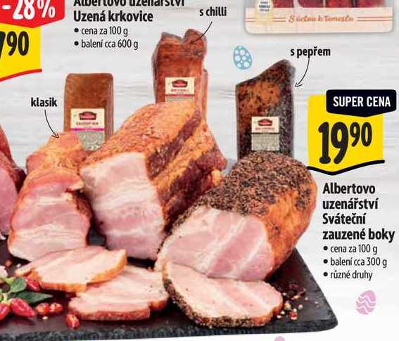 Albertovo uzenářství Sváteční zauzené boky, cena za 100 g