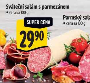 Sváteční salám s parmezánem, cena za 100 g 