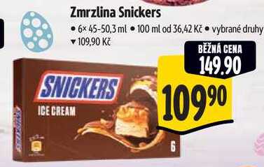 Zmrzlina Snickers, 6x 45-50,3 ml 