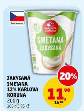ZAKYSANÁ SMETANA 12% KARLOVA KORUNA, 200 g
