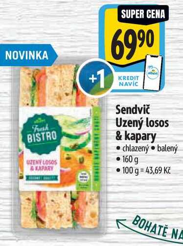 Sendvič Uzený losos & kapary, 160 g
