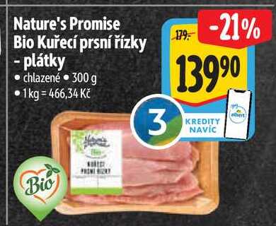 Nature's Promise Bio Kuřecí prsní řízky - plátky, 300 g