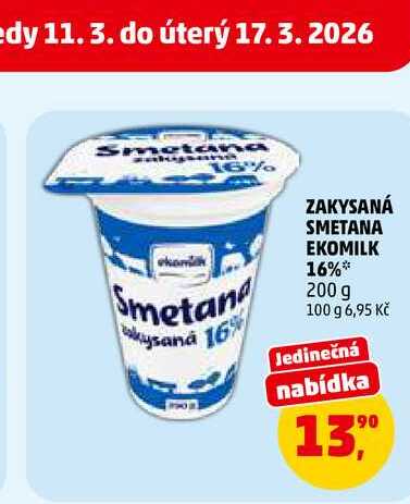 ZAKYSANÁ SMETANA EKOMILK 16%, 200 g