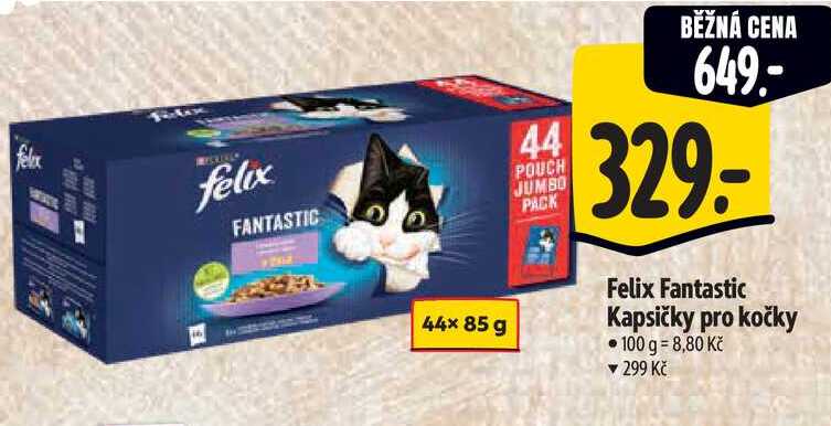 Felix Fantastic Kapsičky pro kočky, 44x 85 g