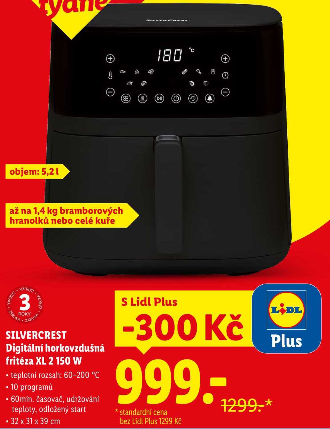 SILVERCREST Digitální horkovzdušná fritéza XL 2 150 W