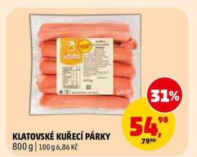 KLATOVSKÉ KUŘECÍ PÁRKY, 800 g