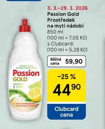 Passion Gold Prostředek na mytí nádobí, 850 ml 