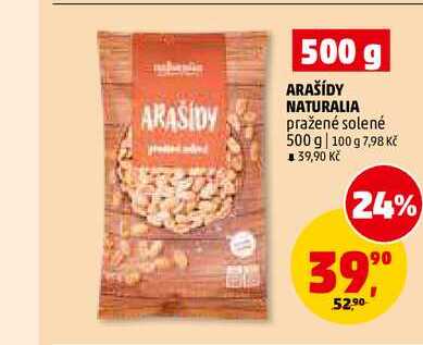 ARAŠÍDY NATURALIA pražené solené, 500 g