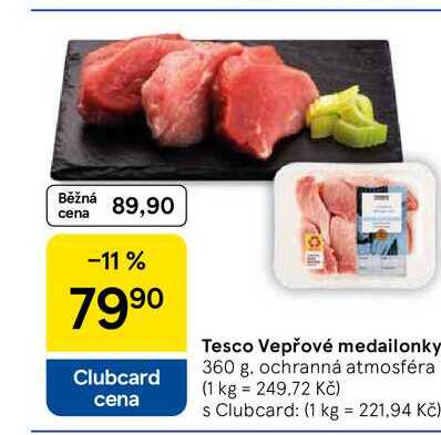 Tesco Vepřové medailonky, 360 g 