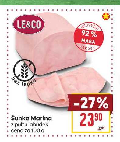 Šunka Marina z pultu lahůdek cena za 100 g 