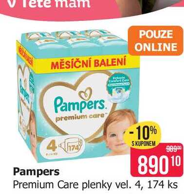 Pampers Premium Care plenky vel. 4, 174 ks 