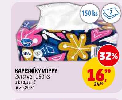 KAPESNÍKY WIPPY, 150 ks 