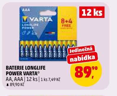 BATERIE LONGLIFE POWER VARTA AA, AAA, 12 ks 
