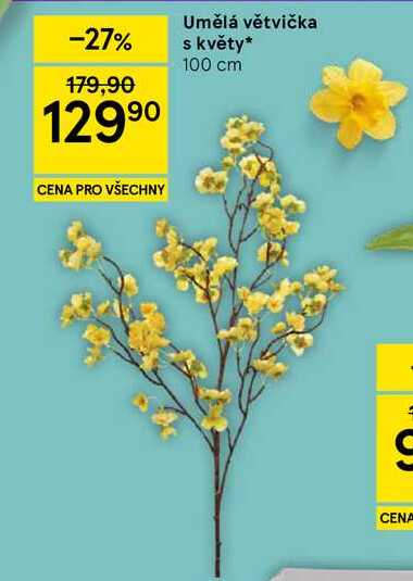 Umělá větvička s květy, 100 cm  