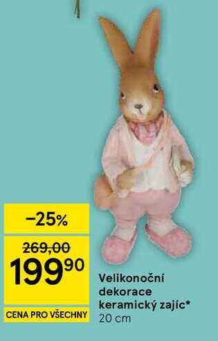 Velikonoční dekorace keramický zajíc, 20 cm 