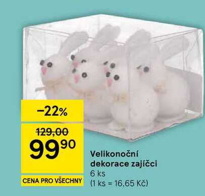 Velikonoční dekorace zajíčci, 6 ks  