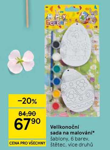 Velikonoční sada na malování, šablony. 6 barev, štětec, více druhů 