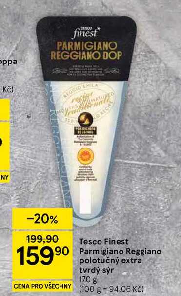 Tesco Finest Parmigiano Reggiano polotučný extra tvrdý sýr, 170 g 