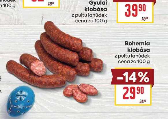 Bohemia klobása z pultu lahůdek cena za 100 g