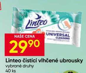 Linteo čistící vlhčené ubrousky vybrané druhy 40 ks
