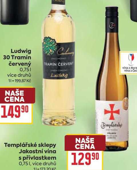 Templářské sklepy Jakostní vína s přívlastkem 0,75l