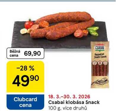 Csabai klobása Snack, 100 g, více druhů 