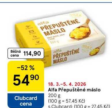 Alfa Přepuštěné máslo, 200 g 