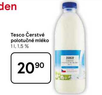 Tesco Čerstvé polotučné mléko 1.5%, 1 l 