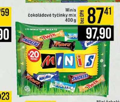 Minis čokoládové tyčinky mix 400 g 