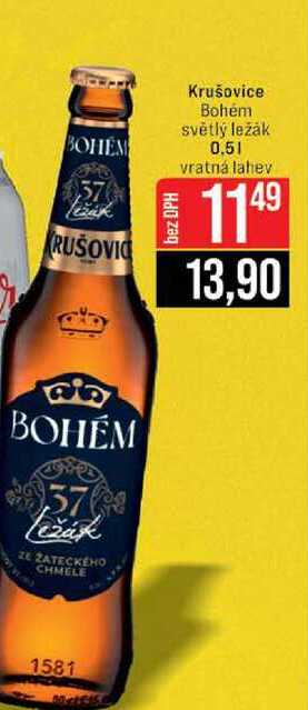 Krušovice Bohém světlý ležák 0.5l