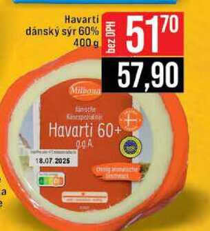 Havarti dánský sýr 60% 400 g