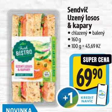 Sendvič Uzený losos & kapary, 160 g
