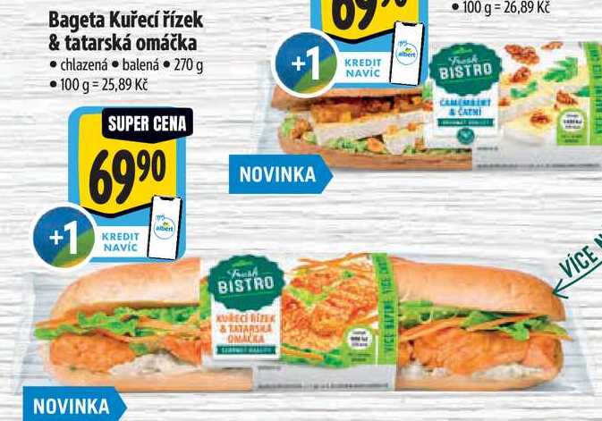 Bageta Kuřecí řízek & tatarská omáčka, 270 g