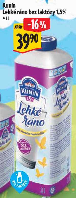 Kunín Lehké ráno bez laktózy 1,5%, 1 l
