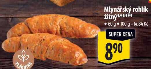 Mlynářský rohlík žitný, 60 g