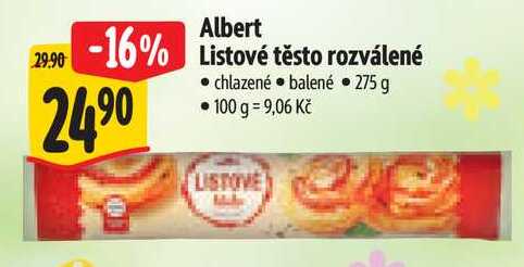 Albert Listové těsto rozválené, 275 g