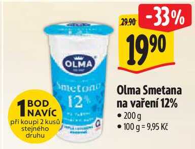 Olma Smetana na vaření 12%, 200 g v akci