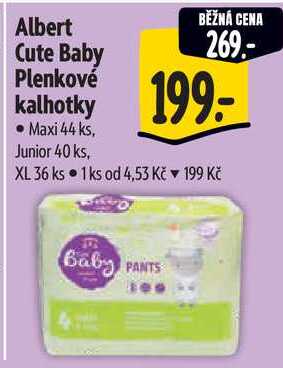 Albert Cute Baby Plenkové kalhotky, Maxi 44 ks, Junior 40 ks