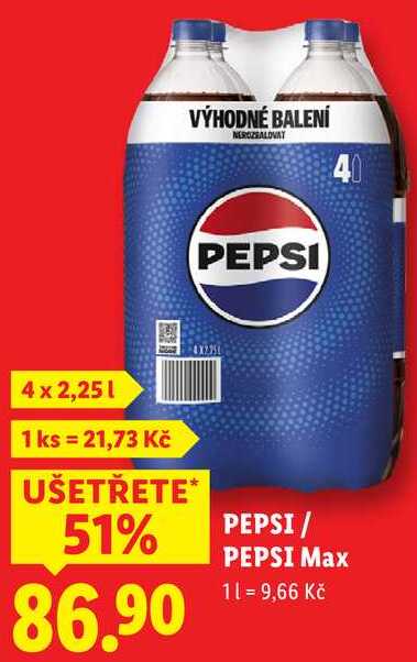 PEPSI/PEPSI Max, 4x 2,25 l