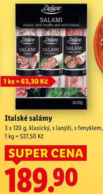 Italské salámy, 3x 120 g