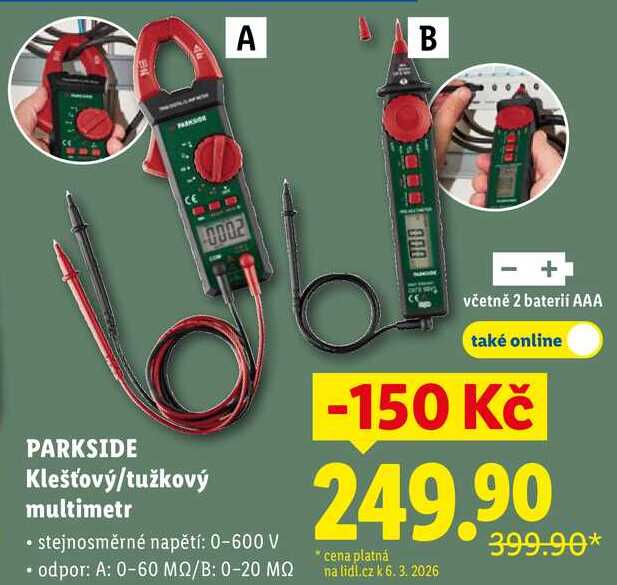 PARKSIDE Klešťový/tužkový multimetr 