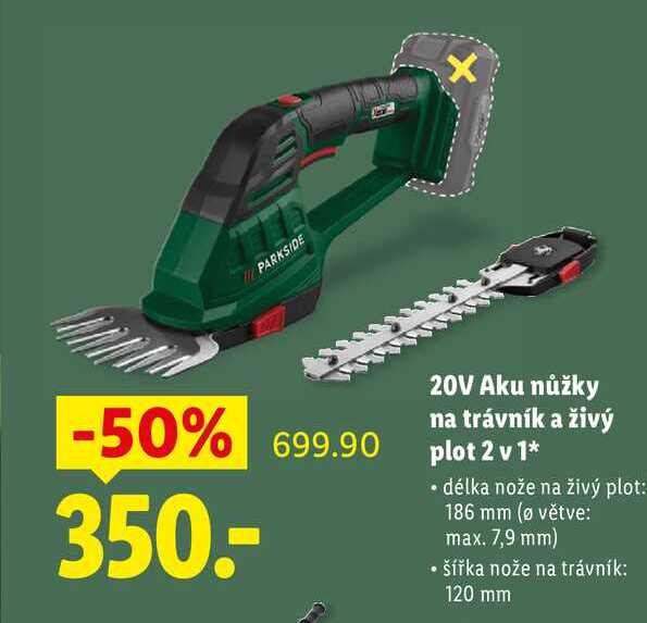 20V Aku nůžky na trávník a živý plot 2 v1