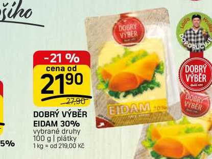 DOBRÝ VÝBĚR EIDAM 30% vybrané druhy 100 g