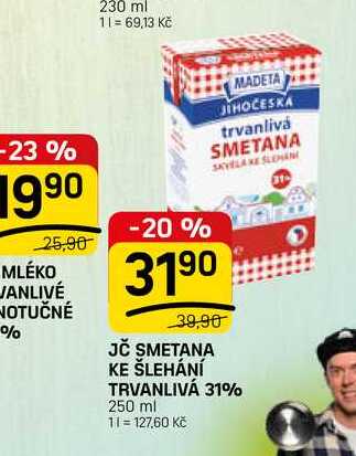 JČ SMETANA KE ŠLEHÁNÍ TRVANLIVÁ 31% 250 ml 