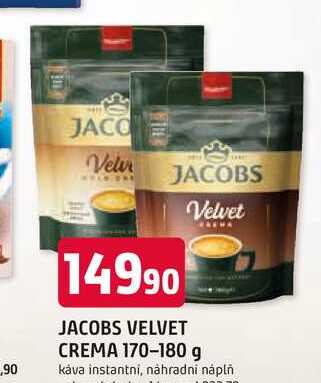 JACOBS VELVET CREMA 170-180 g káva instantní, náhradní náplň 