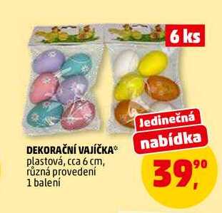 DEKORAČNÍ VAJÍČKA, 6 ks